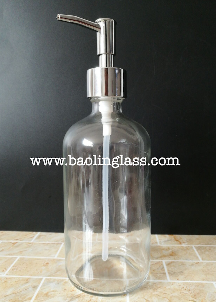 16 oz 500ml liquid soap dispenser shampoo glass bottle