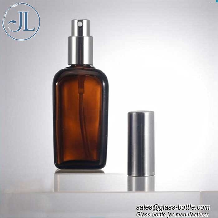 Essential oil Amber square glass fine mist bottle factory