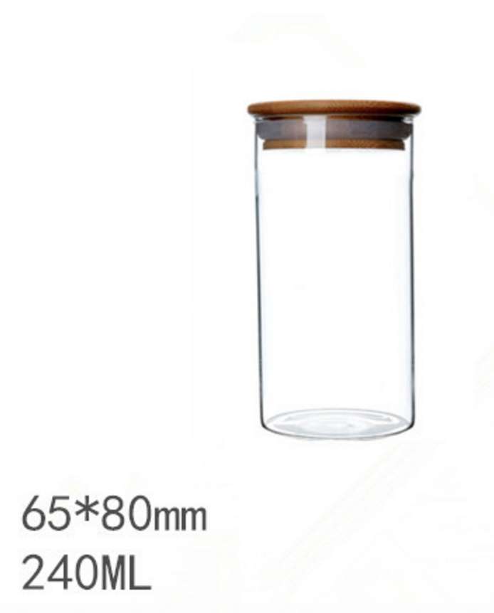 65mmX80mm 8oz borosilicate glass food storage jar with bamboo lid