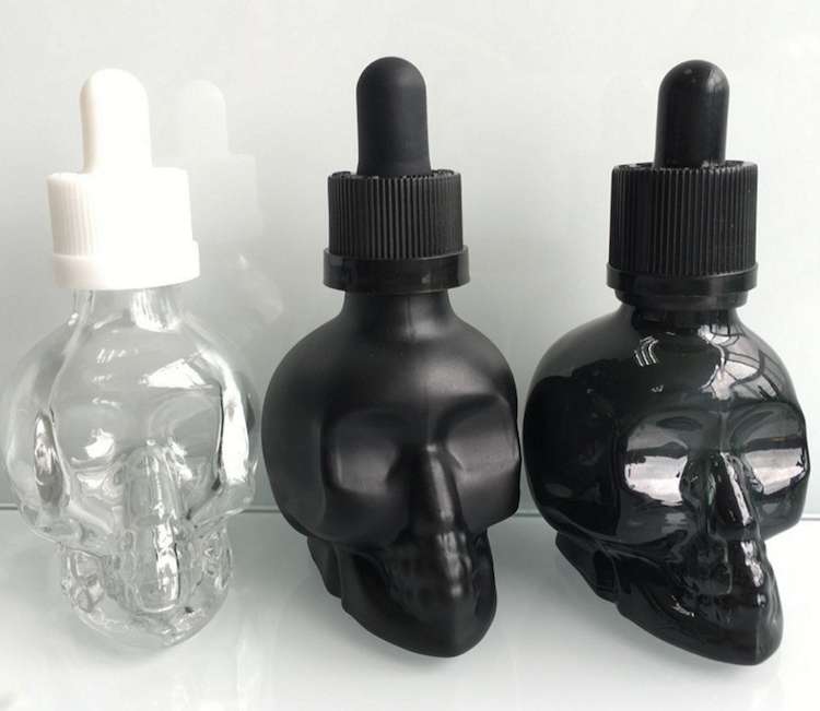 1oz 30ml skull bottle dropper glass bottle