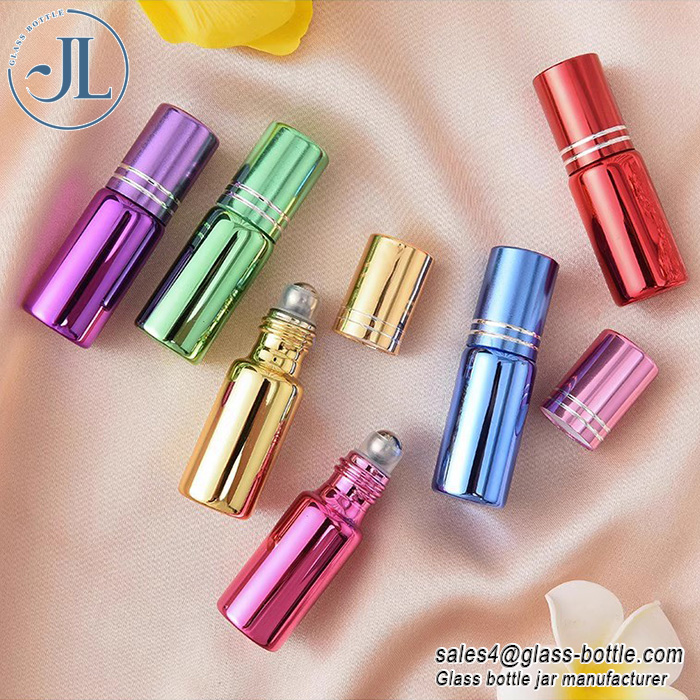 5ml Refillable Colorful UV Electroplated Eye Cream Roller Bottle