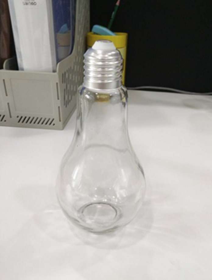 Hot sale unique glass juice bottle bulb light bottle with straw