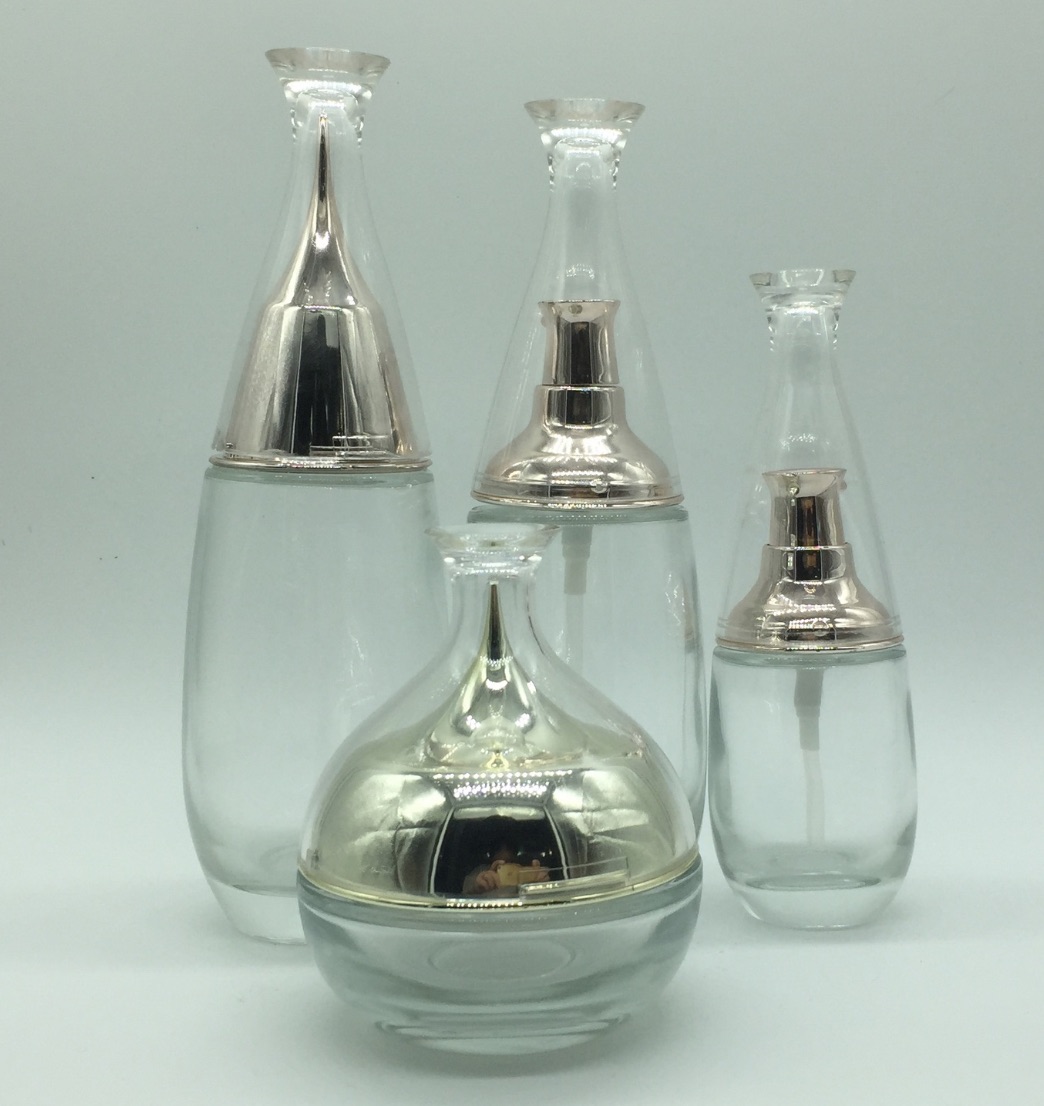 water drop shape empty glass cosmetic bottles set