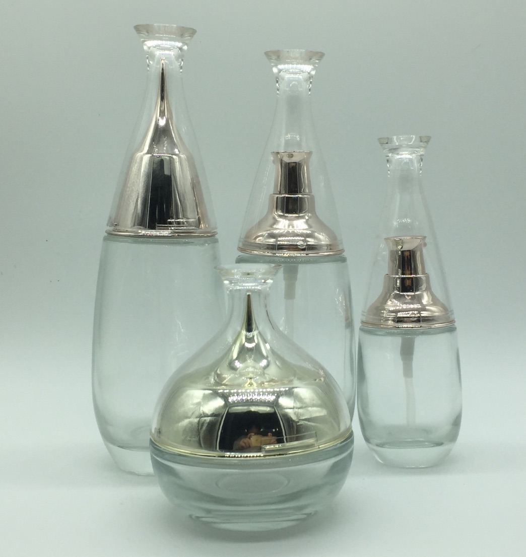 water drop shape empty glass cosmetic bottles set