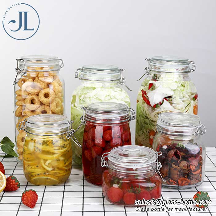 1500ml Clear Glass Clip Jar