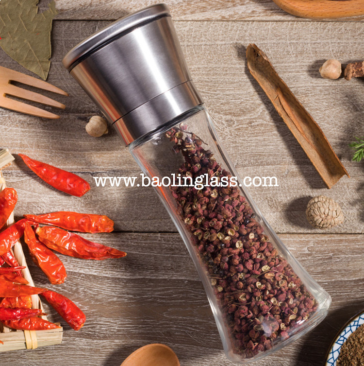 180ml Salt & Pepper mill grinder seasoning glass bottle