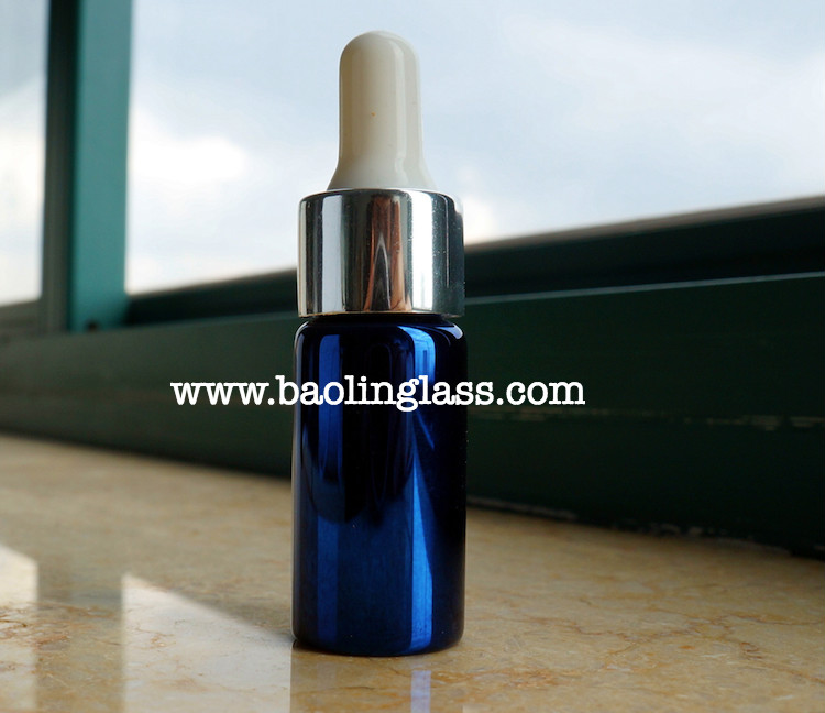8ml UV coating blue glass dropper jar