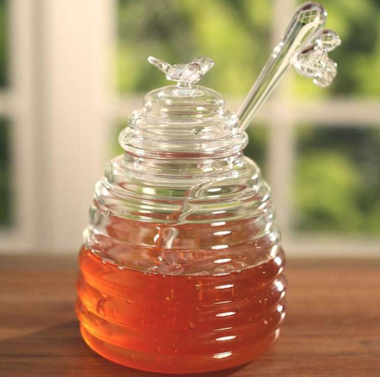 Glass Honey Jar Pot with Dipper