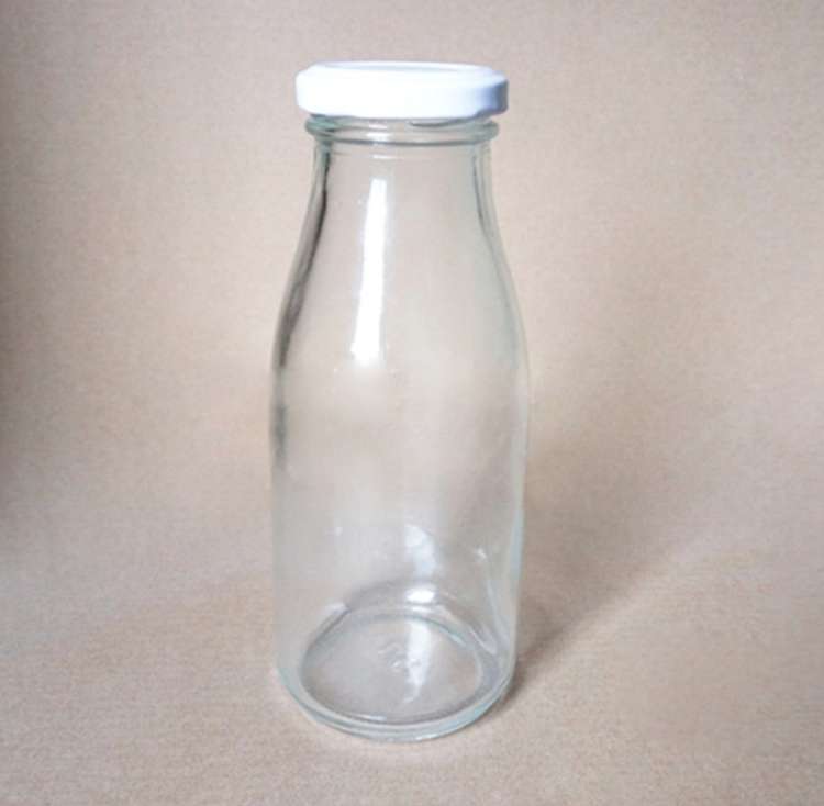 200ml empty glass milk bottle with silver twist off bottle
