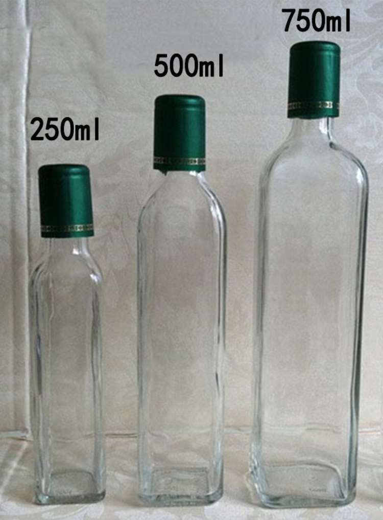 250ml 500ml 750ml olive oil glass bottle with cap