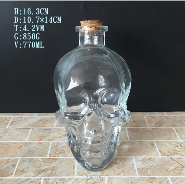 Wholesale 750ml Crystal Head Skull Wine Vodka Whiskey Glass Bottle