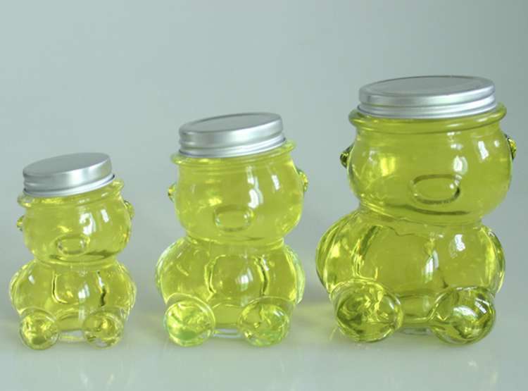 glass storage jar in bear shape glass candy gift bottle