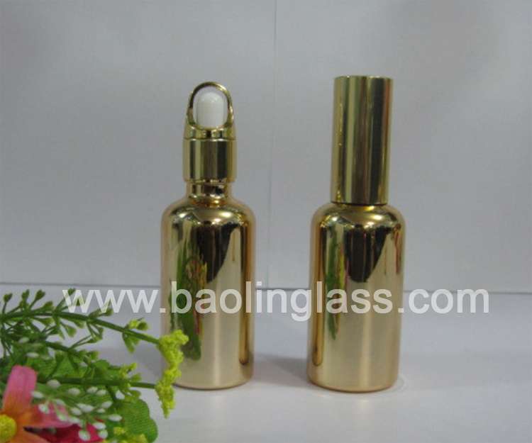 30ml 50ml gold electroplating essential oil glass dropper bottle