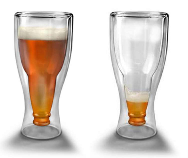 groggery bar double wall beer glass cup
