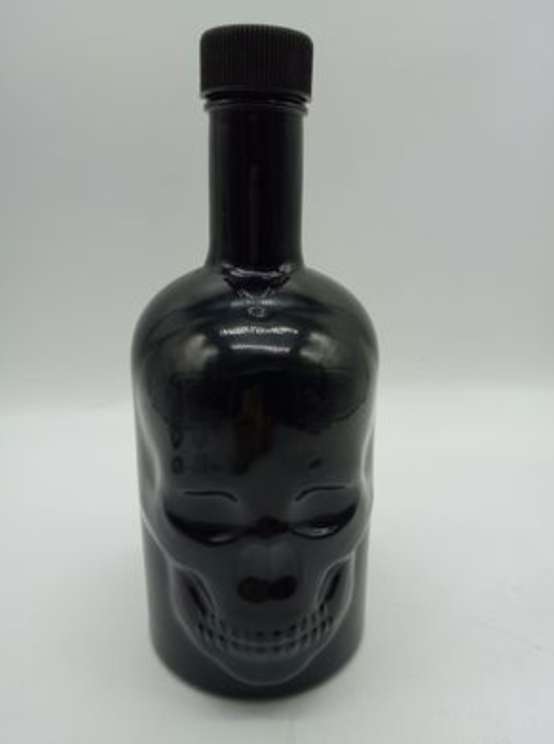 700ml black skull head whiskey glass bottle