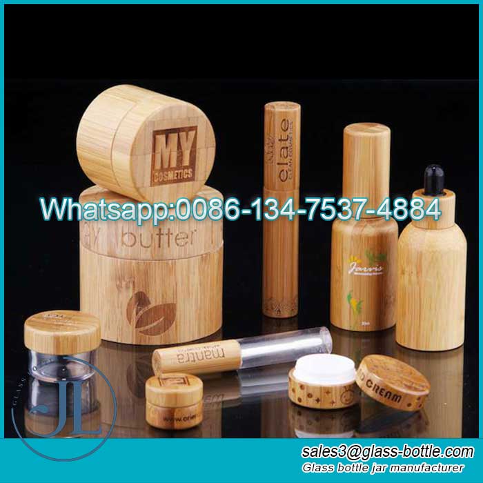 Custom bamboo & wooden cosmetic jar, bamboo cosmetic packaging