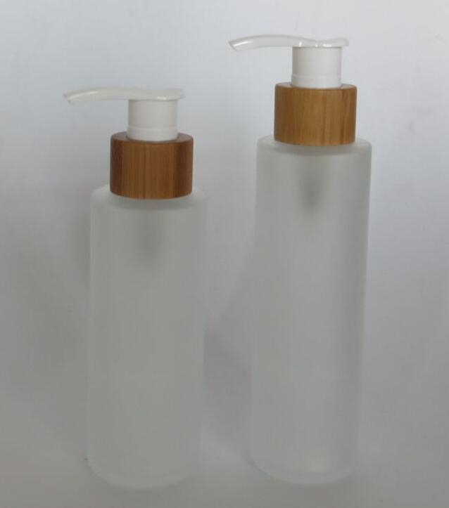 100ml 150ml frosted glass lotion bottle with pump cap