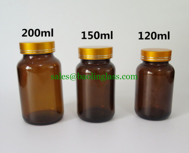60ml 100ml 200ml amber pill glass bottles