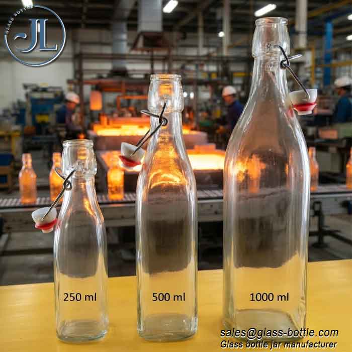250ml 500ml beverage glass bottle with swing top