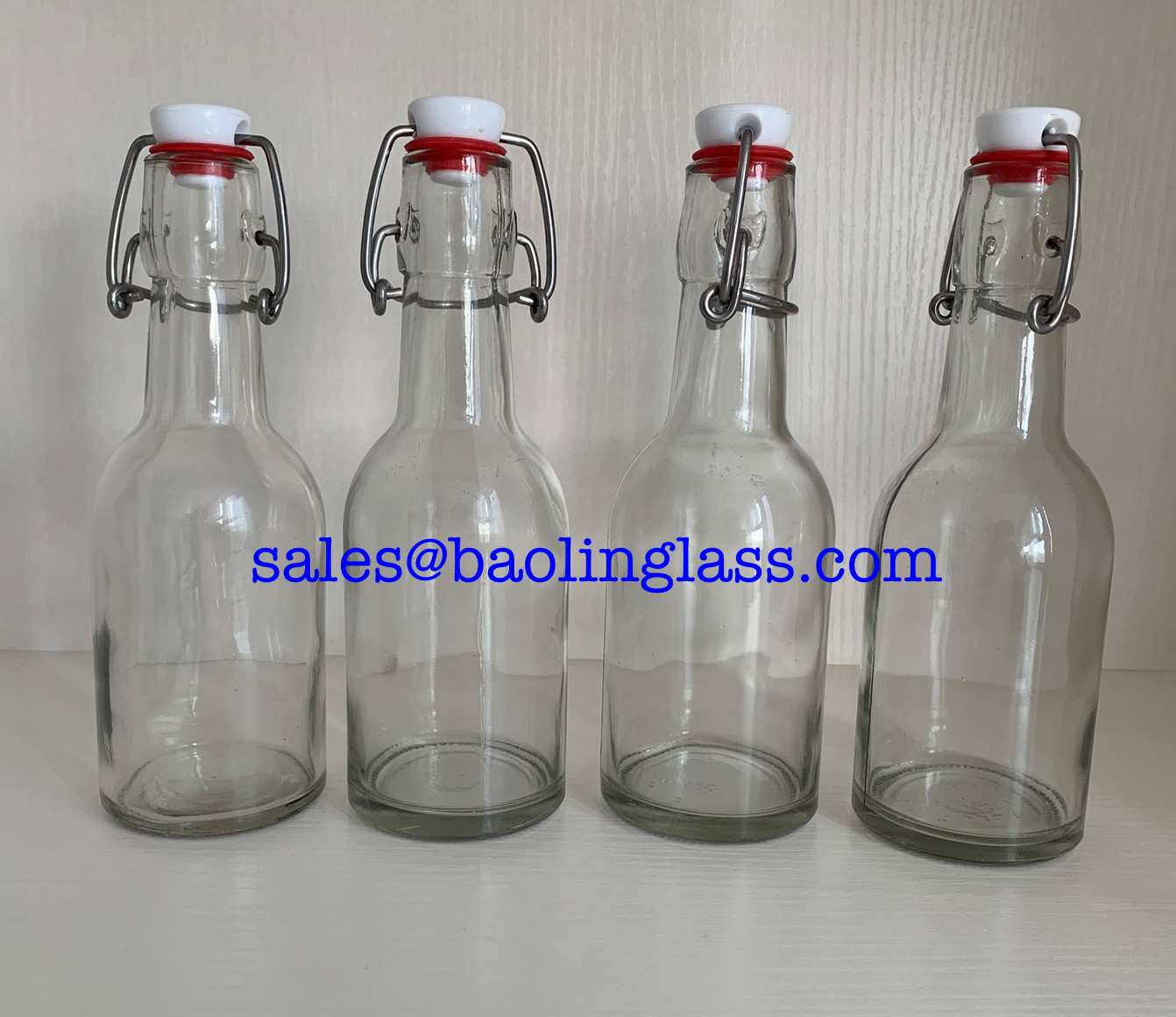 8oz 250ml round glass  bottle with swing top