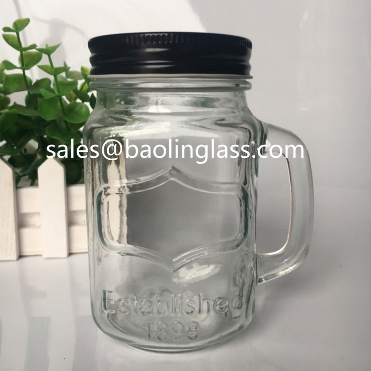 16oz Glass Mason Jar Mug with Lid