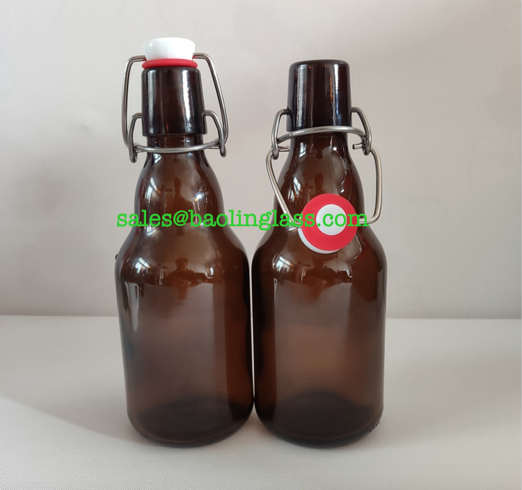 330ml amber glass bottle with swing top