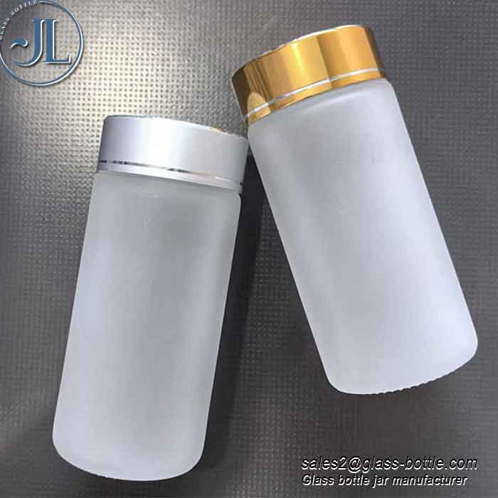 150ml Capsule/ Pill Frosted Glass Bottle with Silver Lid