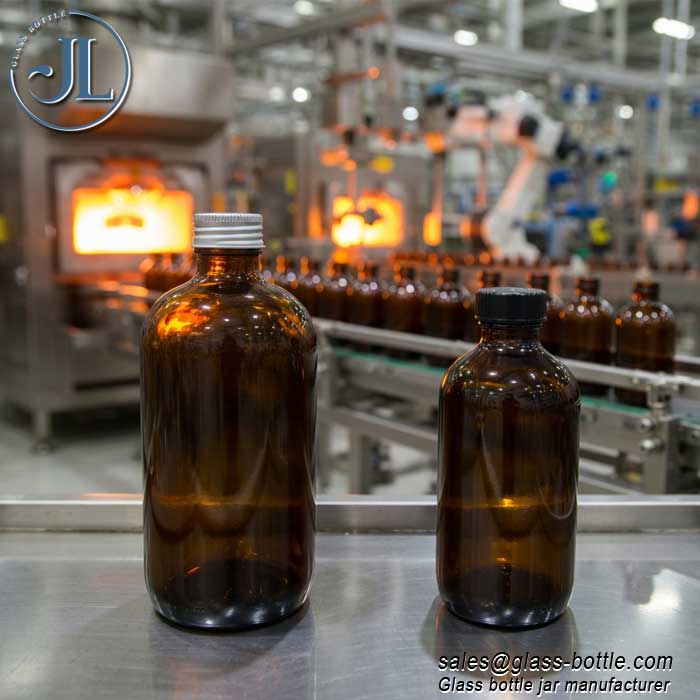 250ml 500ml Amber Boston Round with Black Poly Cone Cap