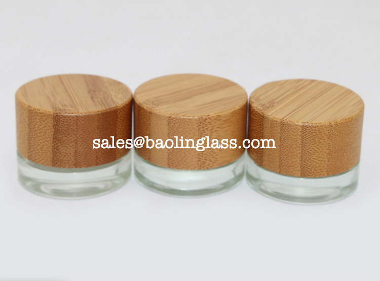 5ml 5g Environmental Bamboo Lid Frosted Glass Bottle Eye Cream Jars