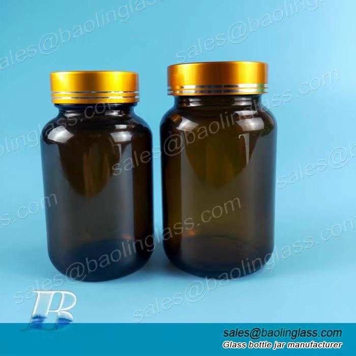 120ml 150ml amber/brown pill or capsule glass jar