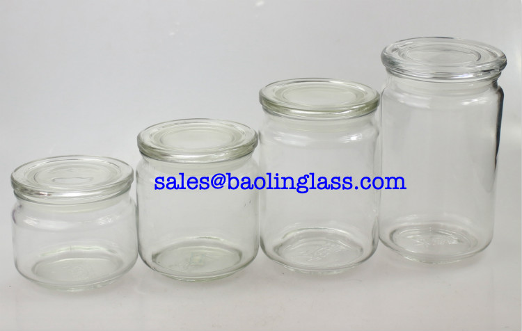 300ml 450ml Glass Canister with Glass Lid Clear Airtight Sealed Spice Jars