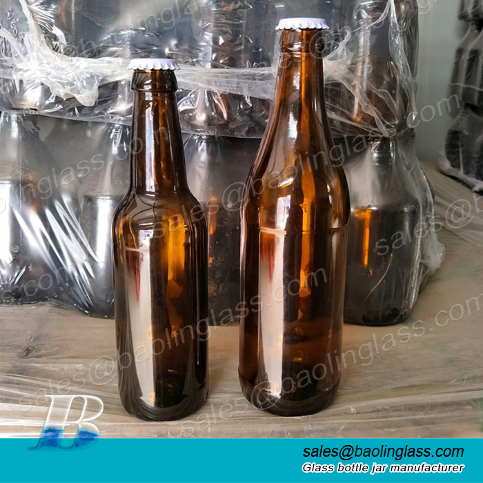 500ml brown beer glass bottle with crown cap