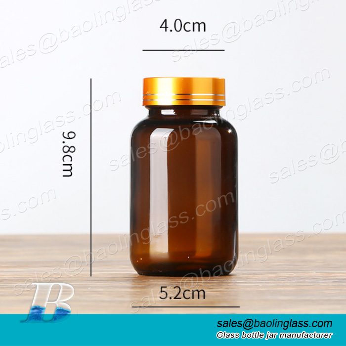 4oz 120ml amber glass jar with gold cap
