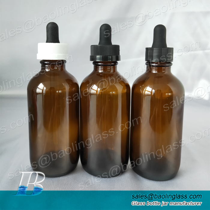 4oz 120ml Amber Glass Bottles for Skin Vitamin C Serum with Glass Eye Dropper