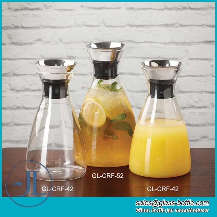 High Borosilicate Glass Container Bottle Decanter with Stainless Steel Flip-Top Lid