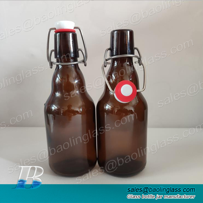 330ml Glass Beer Bottle Alcohol Kombucha Tea with Airtight Swing Top