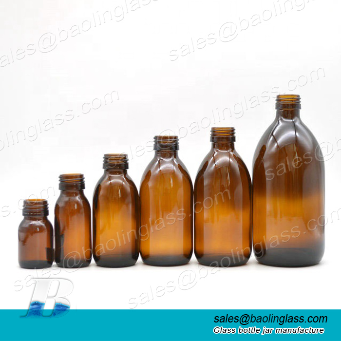125ml 200ml 300ml amber oral liquid syrup medicine glass bottle