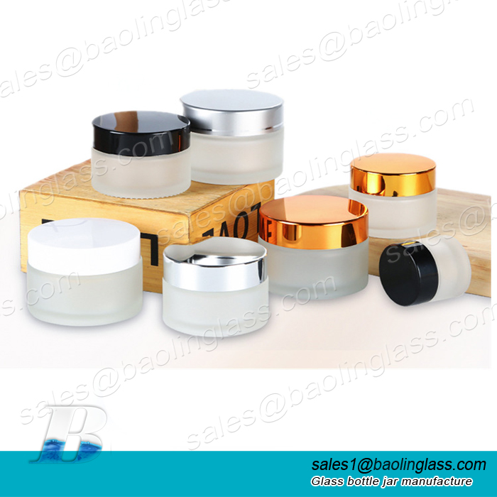 Empty face eye cream jar 5g 10g 15g 20g 30g 50g 100g frosted cosmetic cream jar with white black gold silver metal aluminum lid
