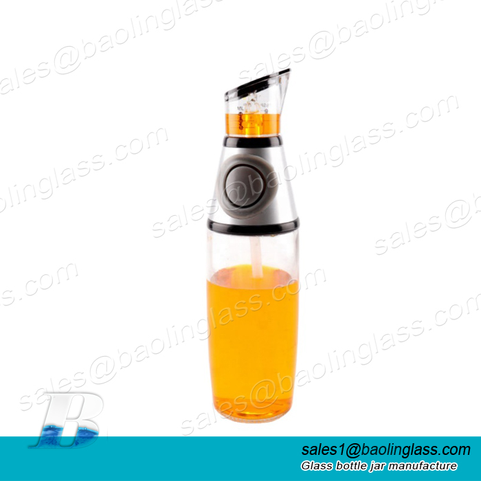 Oil Dispenser Bottle – 17 Oz Oil Bottle Glass with No Drip Bottle Spout –  Press & Measure