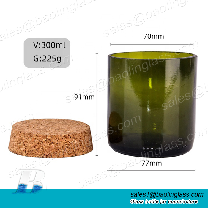 300ml Green Glass Candle Jar with Cork
