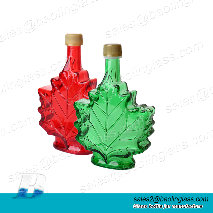 50ml 100ml 250ml maple/leaf glass bottle for Canada pure syrup with screw plastic cap