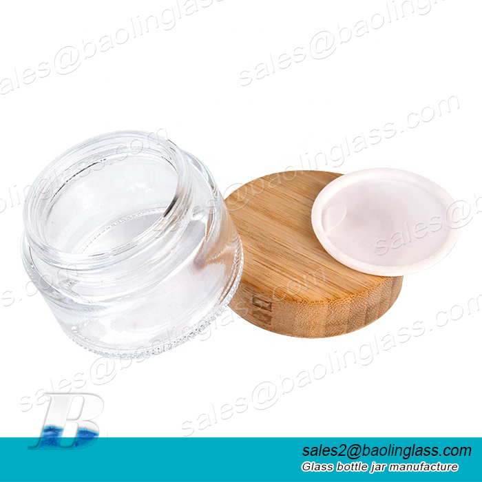 Wholesale eco friendly 20g 50g 100g cosmetic cream glass jar with bamboo lid