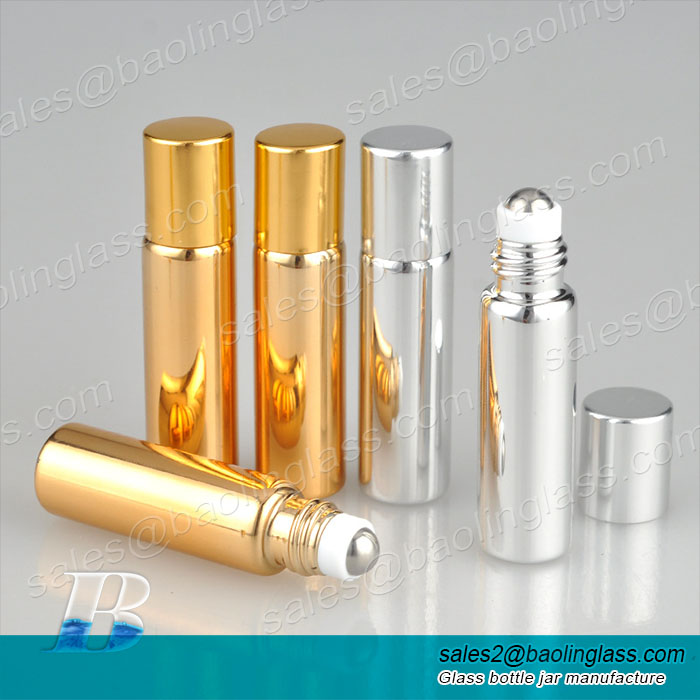 5ml 10ml roller ball  colored  leak proof  steel roll on glass perfume bottles 