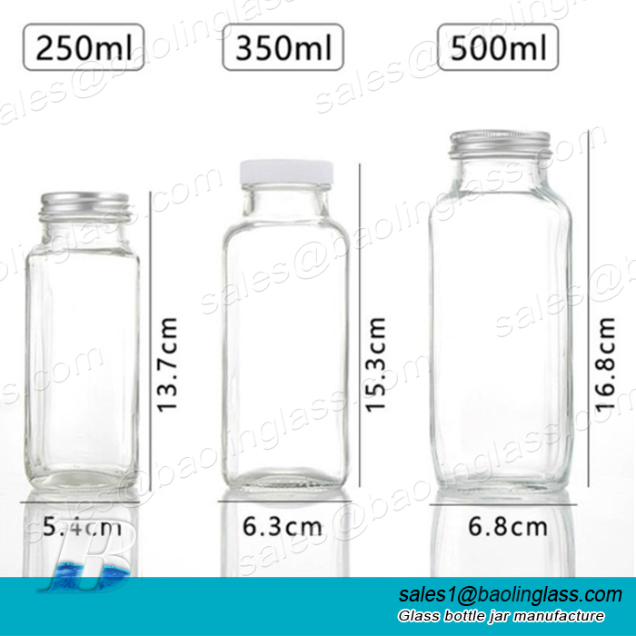 Clear French Square Glass Bottle