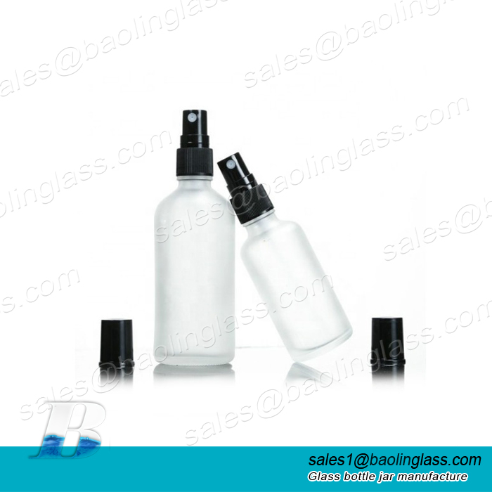 100ml Frosted Round Glass Flacon Spray Bottle with Mist Fine Spray