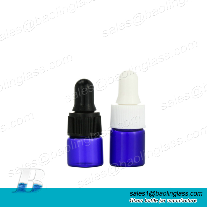 1ml 2ml Small Blue Tube Glass Vial with Dropper Lid, Serum Bottle