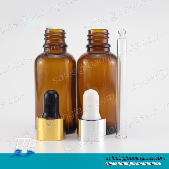30ml 50ml customizable Essential oil glass dropper amber bottle
