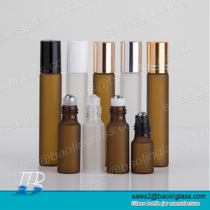 3ml 5ml 10ml frost glass roll on bottle sample bottle perfume bottle with steel roller or glass roller