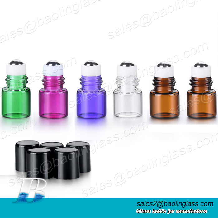 2ml 3ml mini cute essential oil glass bottle with roll on cap