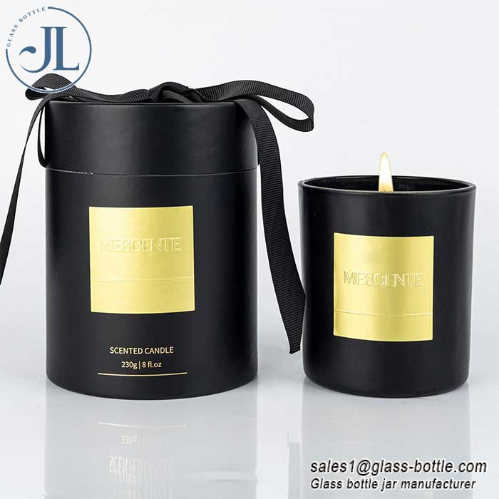 Custom Black Glass Candle Jar with Tube Box Wholesale